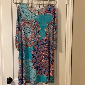 Beautiful Paisley Print 3/4 Sleeve Dress with Pockets